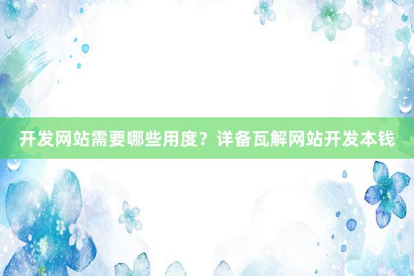 开发网站需要哪些用度？详备瓦解网站开发本钱