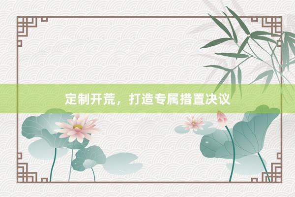 定制开荒，打造专属措置决议